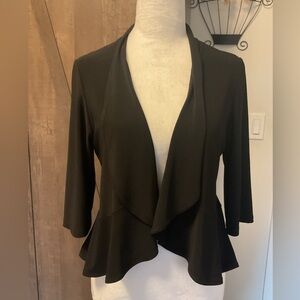 **Joseph Ribkoff ** Black Open-Front Wavy  Hem Shrug